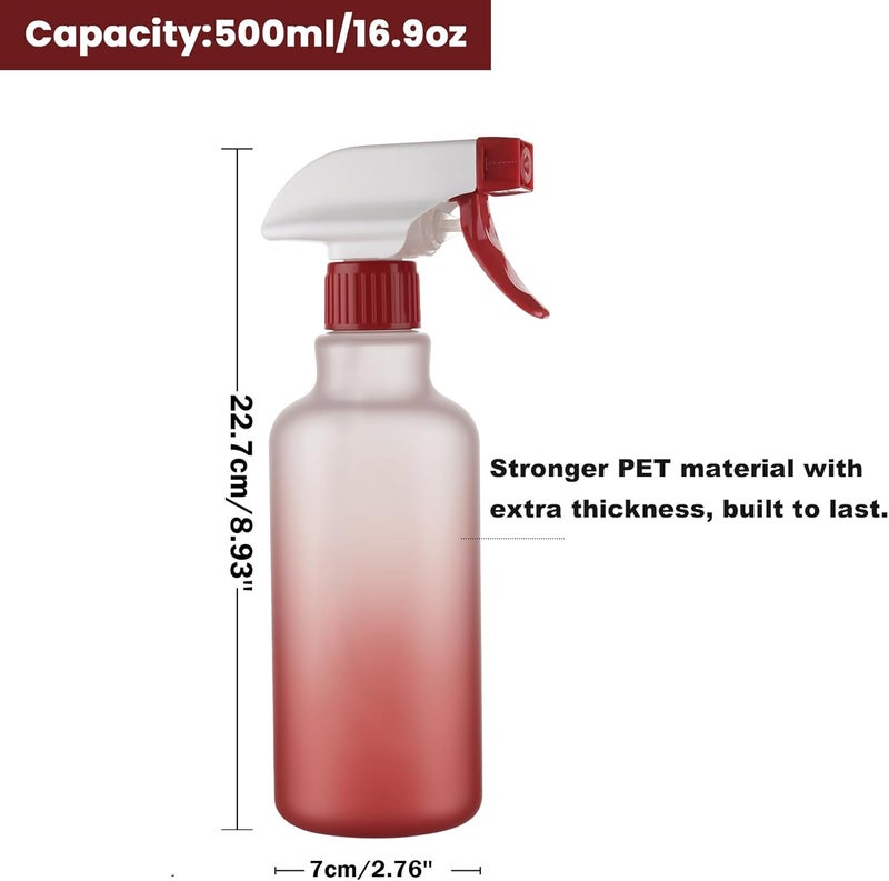 Hethyo Spray Bottles Plastic Spray Bottle for Hair Mist/Stream Heavy Duty Empty Spray Bottles for Cleaning Solutions, Plants, Cooking (16.9oz-Red) - Image 3
